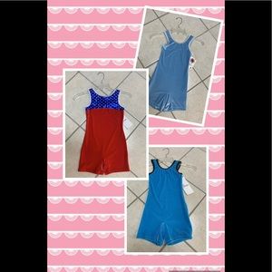 Kids Small -Large Gymnastics Dance bodysuit Unitard Bike Short Style Leotard NWT